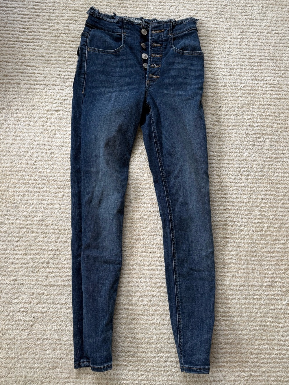 Express Dark Blue Skinny High-Rise Button-Front Jeans